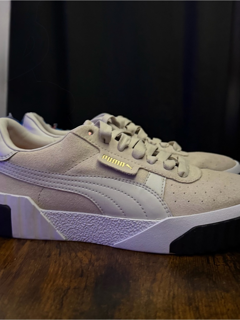 Puma Beige Suede Sneakers with White Midsole